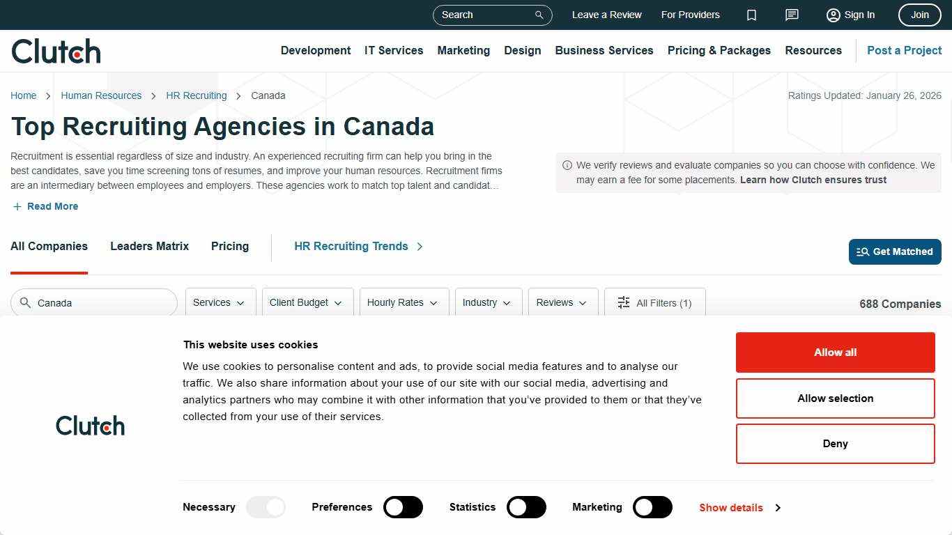 Top Recruiting Agencies in Canada - Jan 2026 Rankings Clutch.co